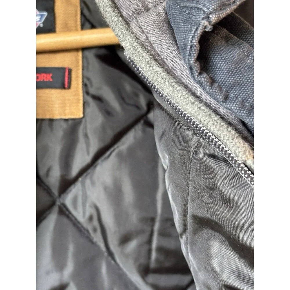 Dickies Men's Jacket Fleece Hooded Duck Shirt Coat Navy Gray quilted XL Work